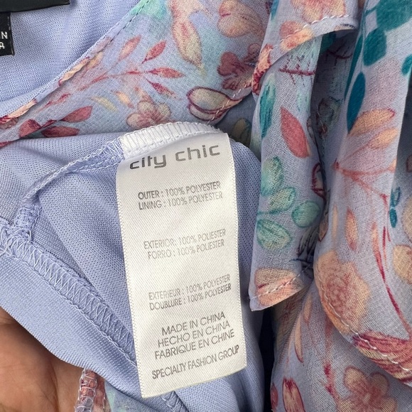 City Chic Cami Top Floral Blue Multi Lightweight Lined Ruffle Plus Size XL 22 - Picture 7 of 9